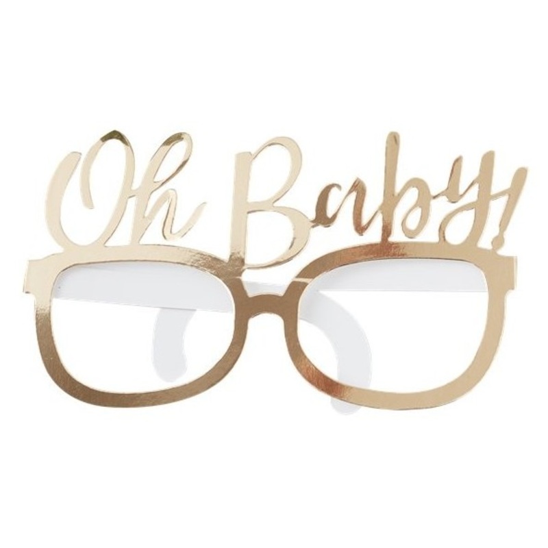 8 gold Oh Baby party glasses