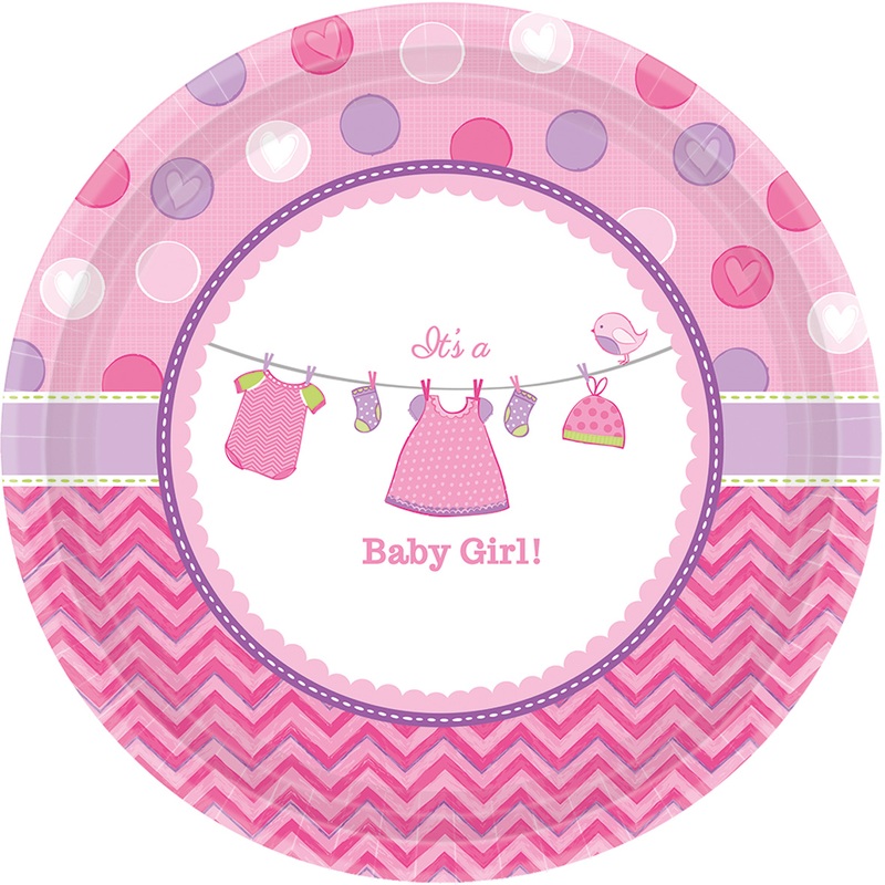 8 paper plates Partytime Pink 17.7cm