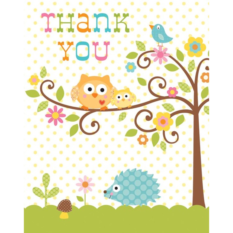 8 Woodland baby shower thank you cards