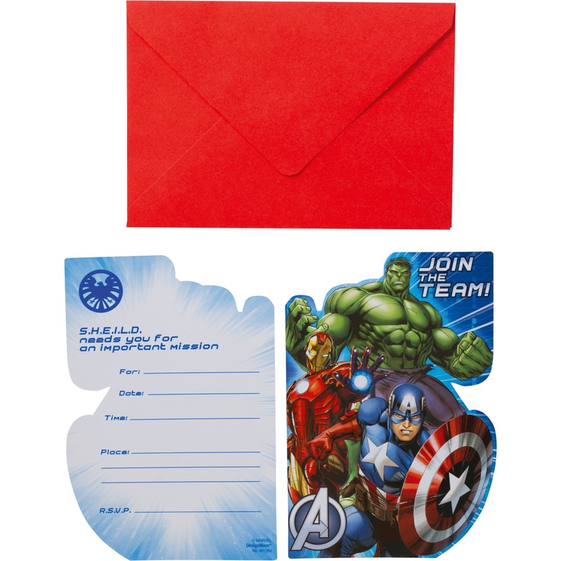 Avengers superhero crew invitation card