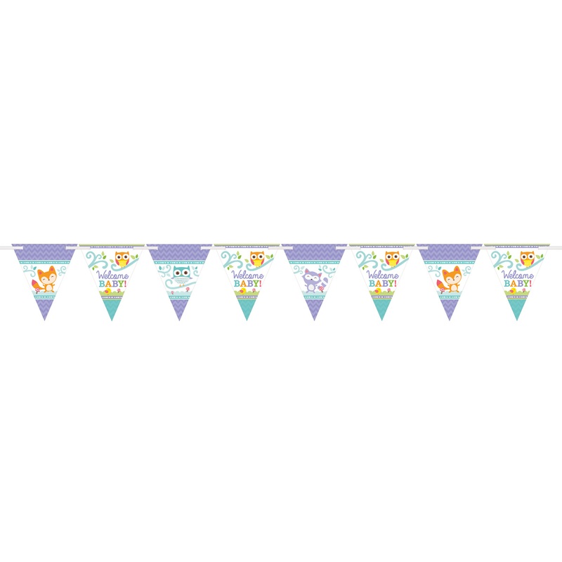 Baby shower lovable forest animals pennant chain 3,6m