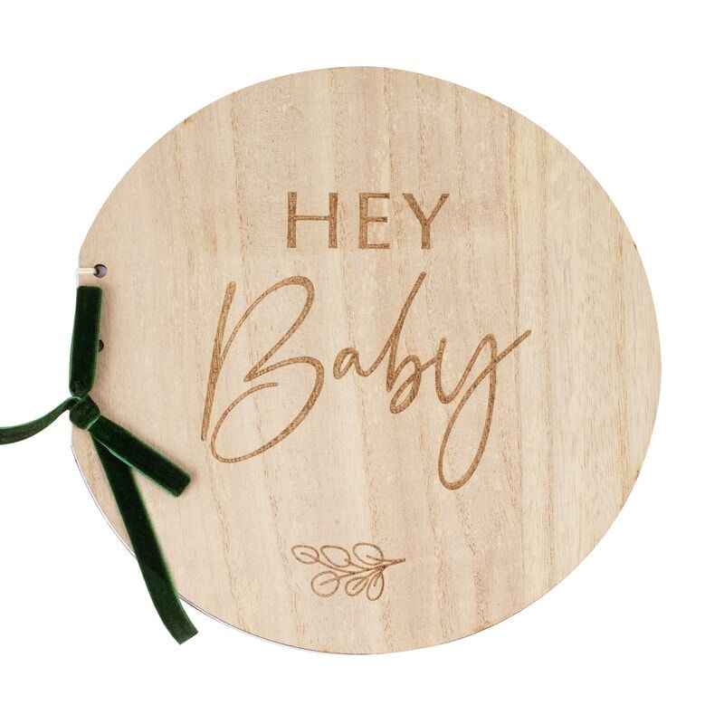Botanical baby shower wooden guest book