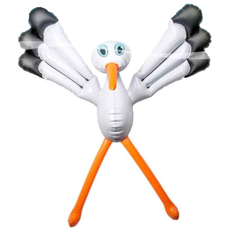 Foil balloon babies arrival stork with banner