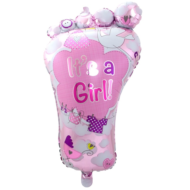 Foil balloon baby foot girl 46 x 70cm