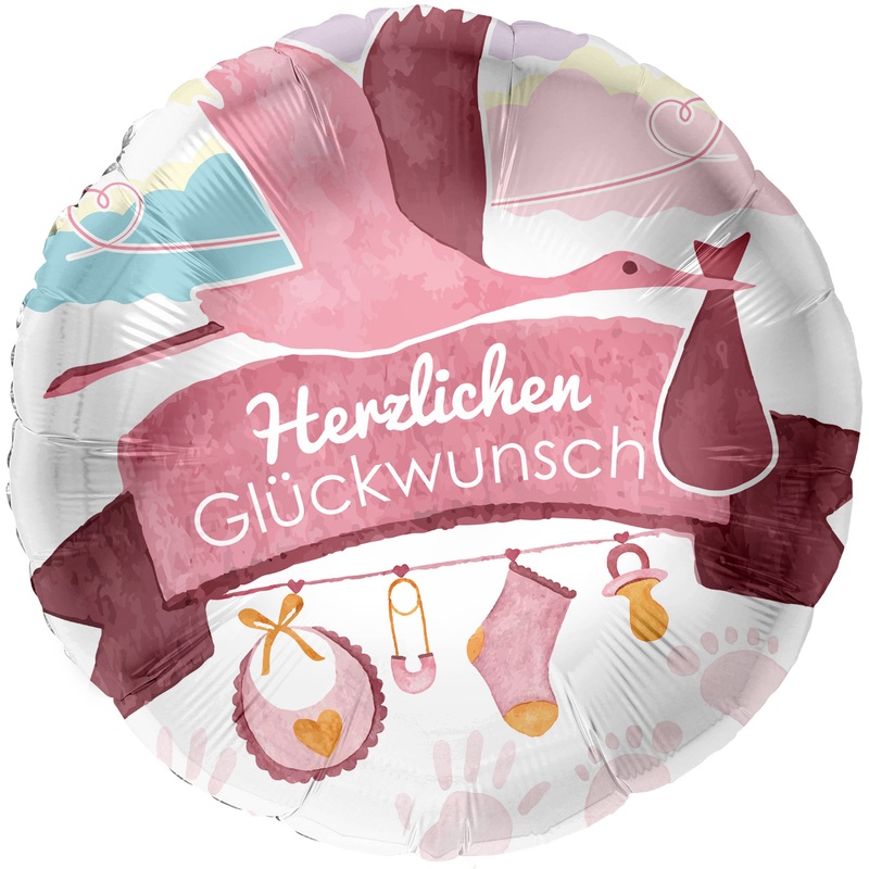 Foil balloon Happy Klapperstorch 45cm