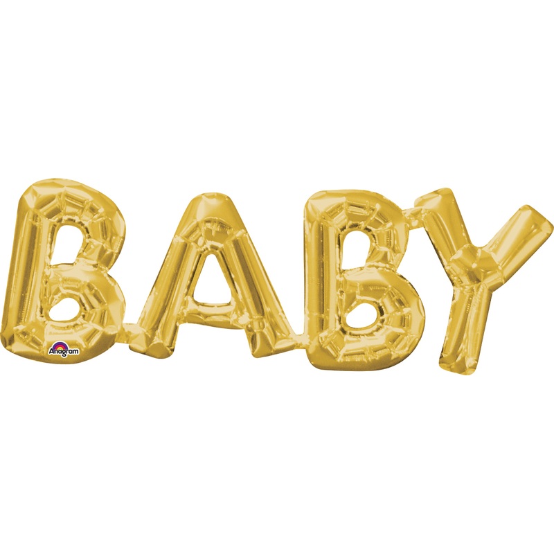 Foil balloon lettering baby in gold 66x22cm