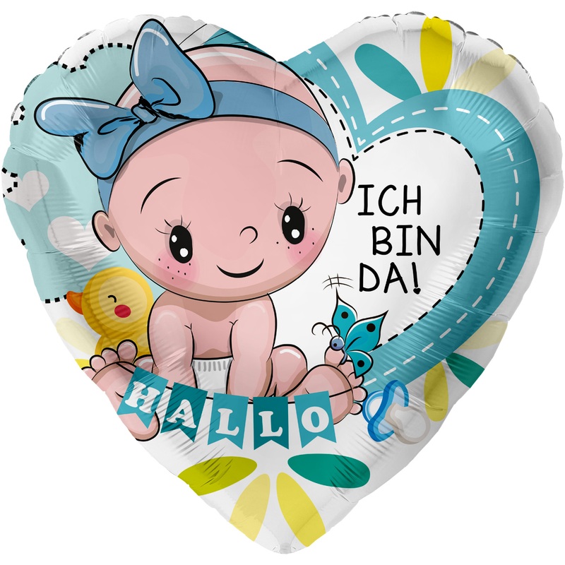 Heart foil balloon baby boy I'm here