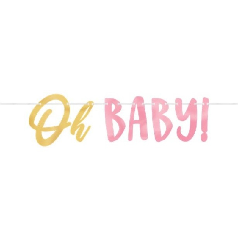 Hello World Oh Baby garland pink