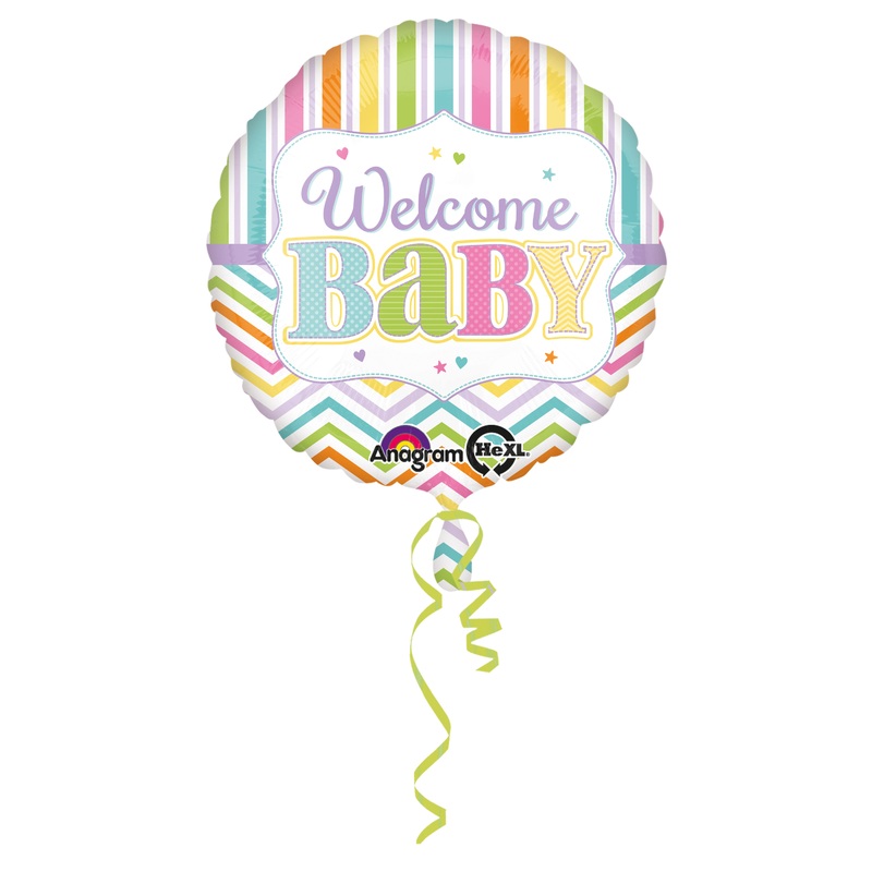 Welcome Baby foil balloon pastel