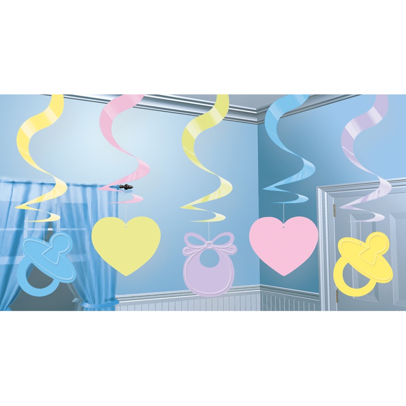 Welcome baby pastel swirl hanging decoration