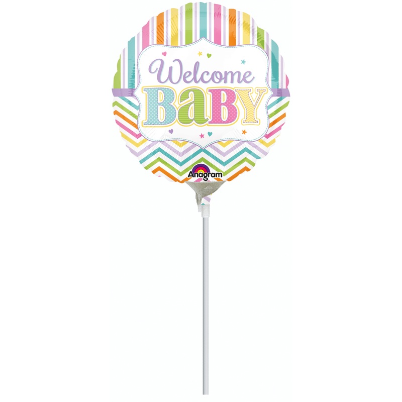 Welcome Baby stick balloon pastel