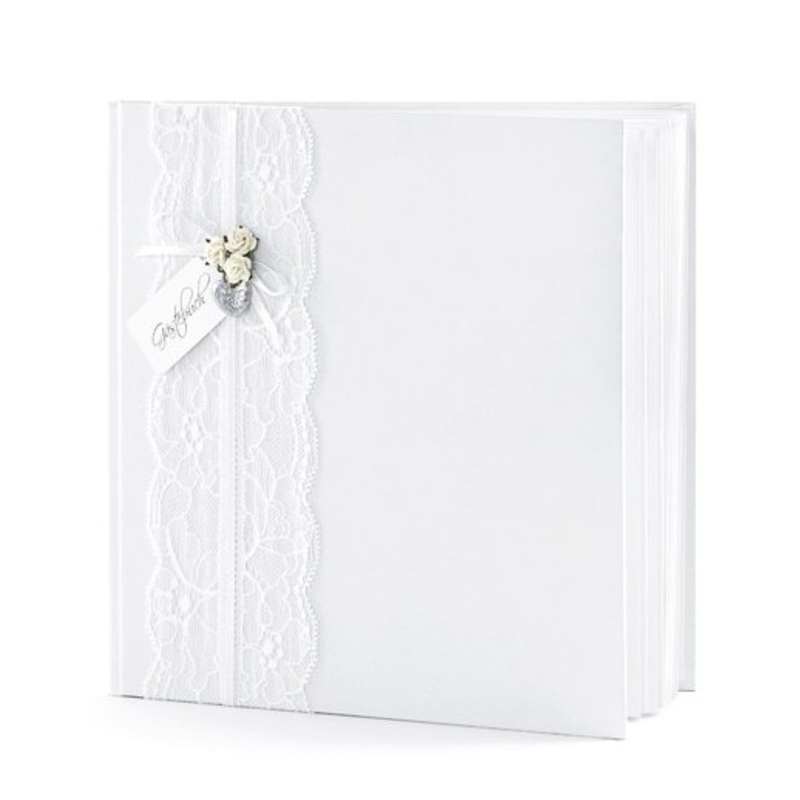 White guest book with lace 20.5cm