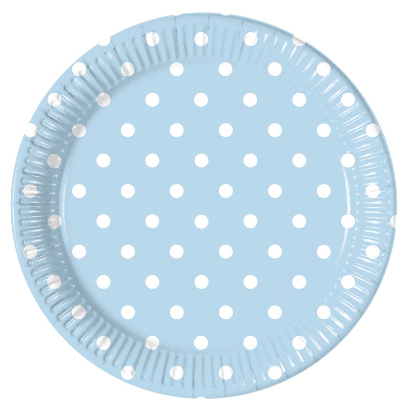 10 Mix Patterns dots plate light blue 23cm