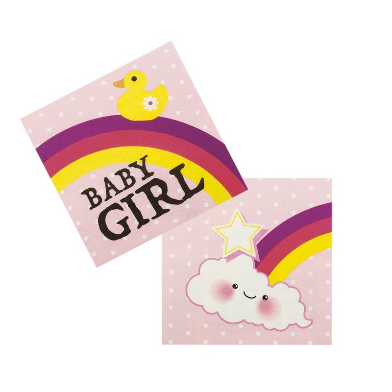 12 baby girl motif napkins 33 x 33cm