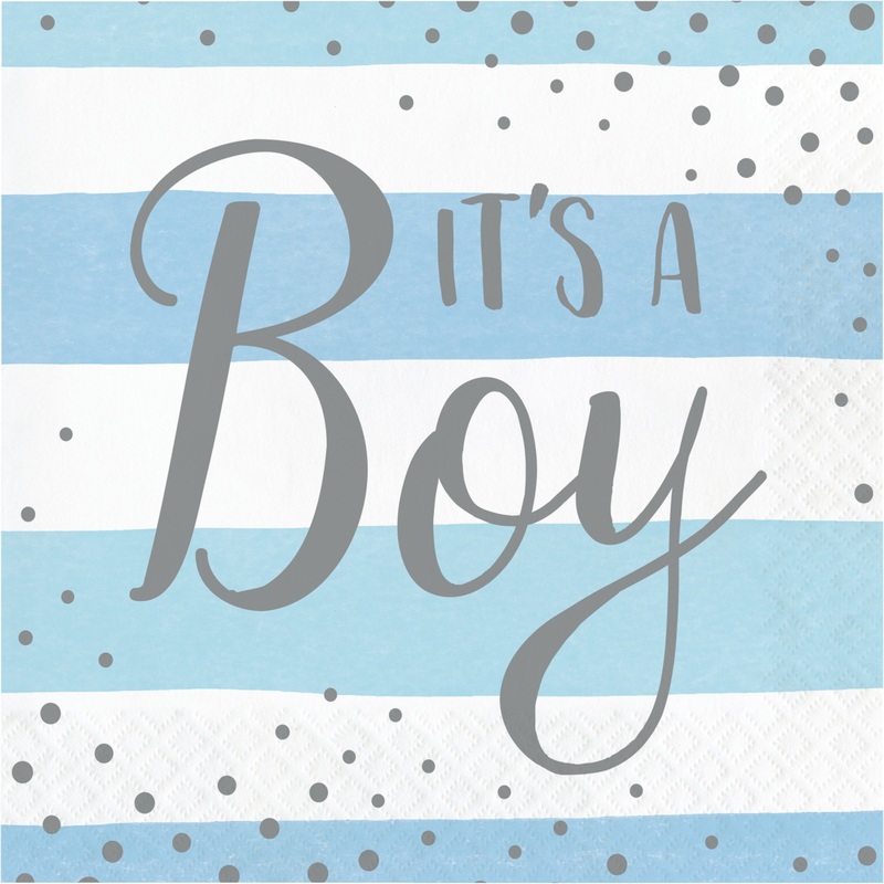 16 Welcome Baby Boy napkins 33cm