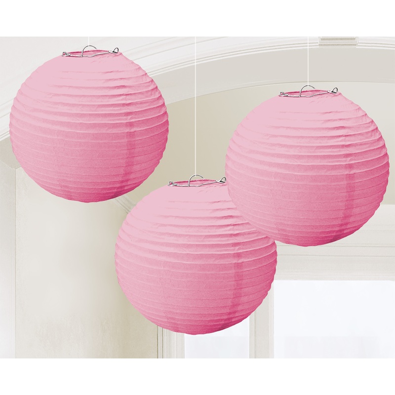 3 paper lanterns light pink 20.4cm
