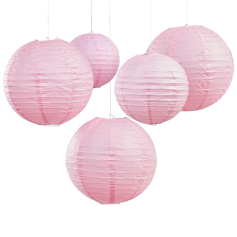 5 boho flowers lanterns light pink