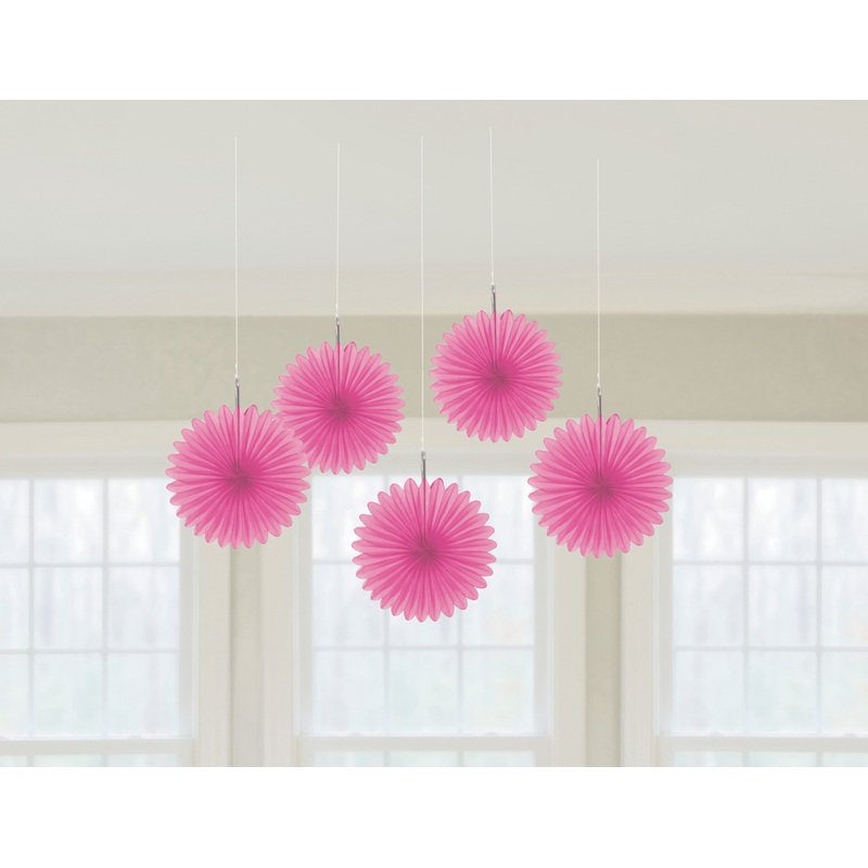 5 pink paper rosettes Juliane 15cm