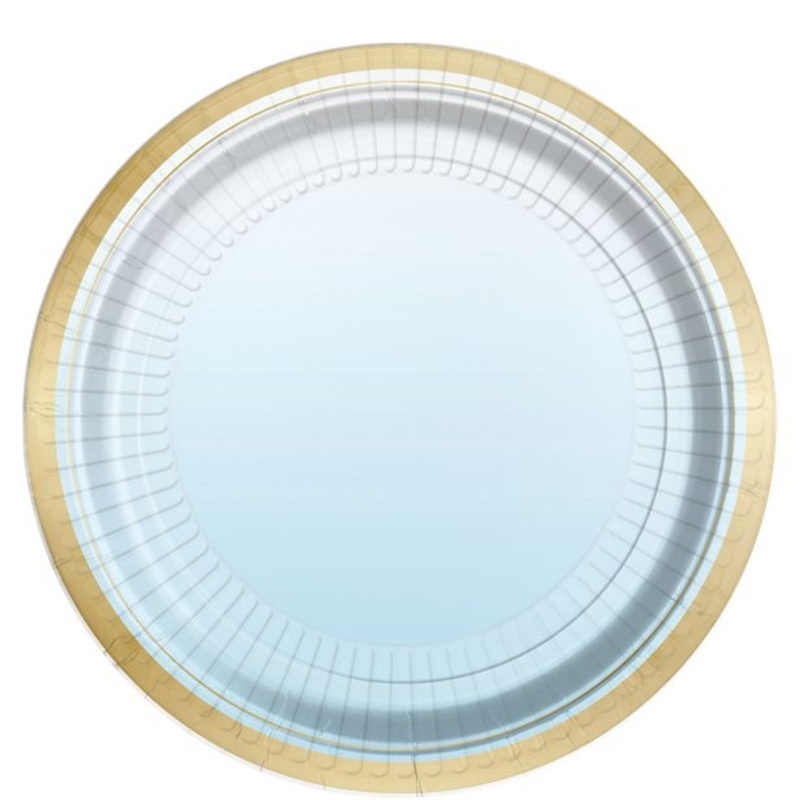 6 gold-rimmed paper plates blue metallic 23cm