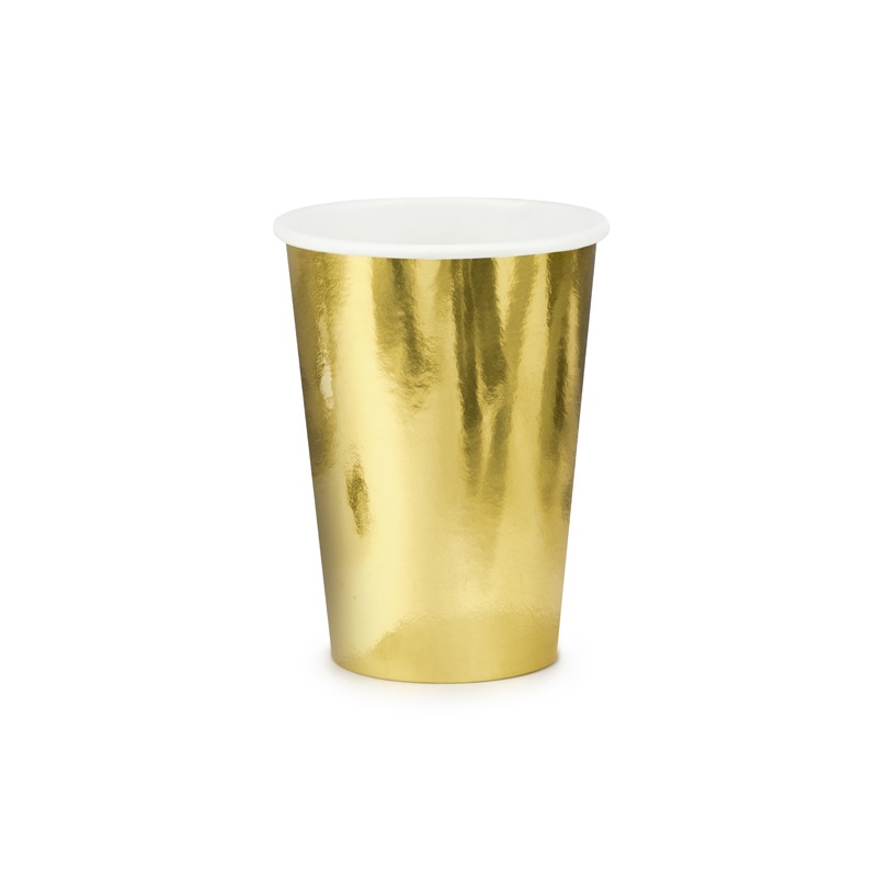 6 metallic paper cups gold 220ml