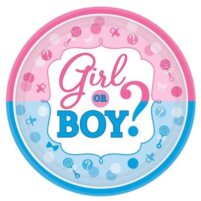 8 Gender Reveal paper plates 17cm