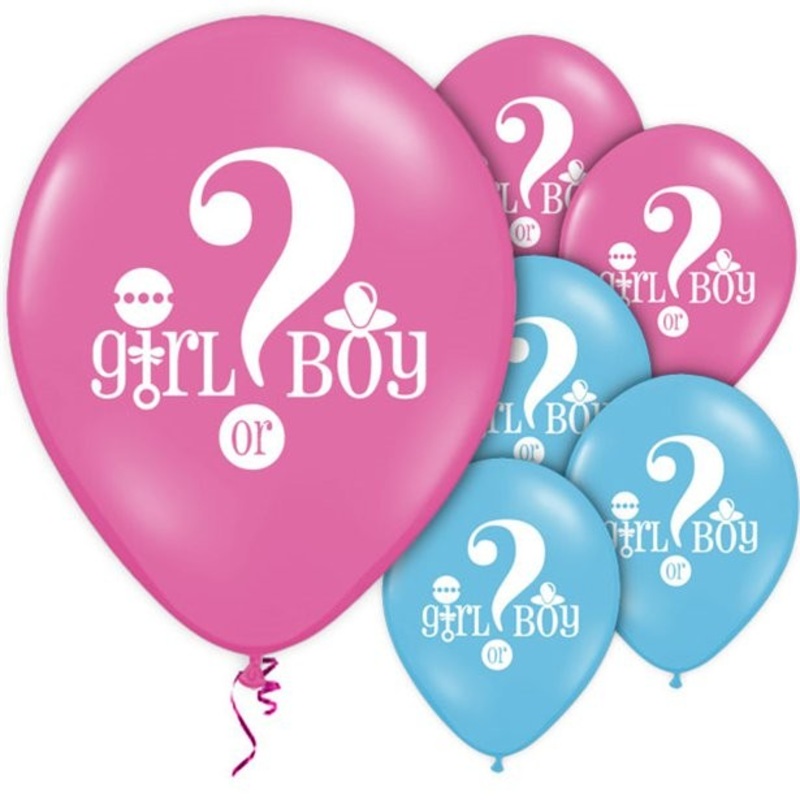 8 Gender Reveal Pink and Blue Balloons 30cm