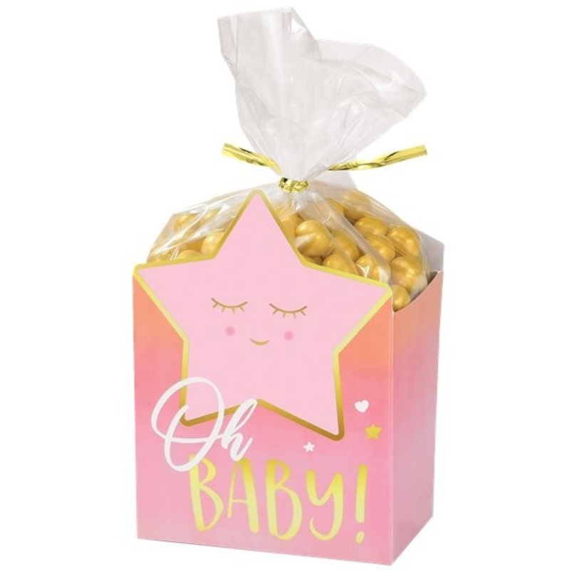 8 Hello World gift bags pink