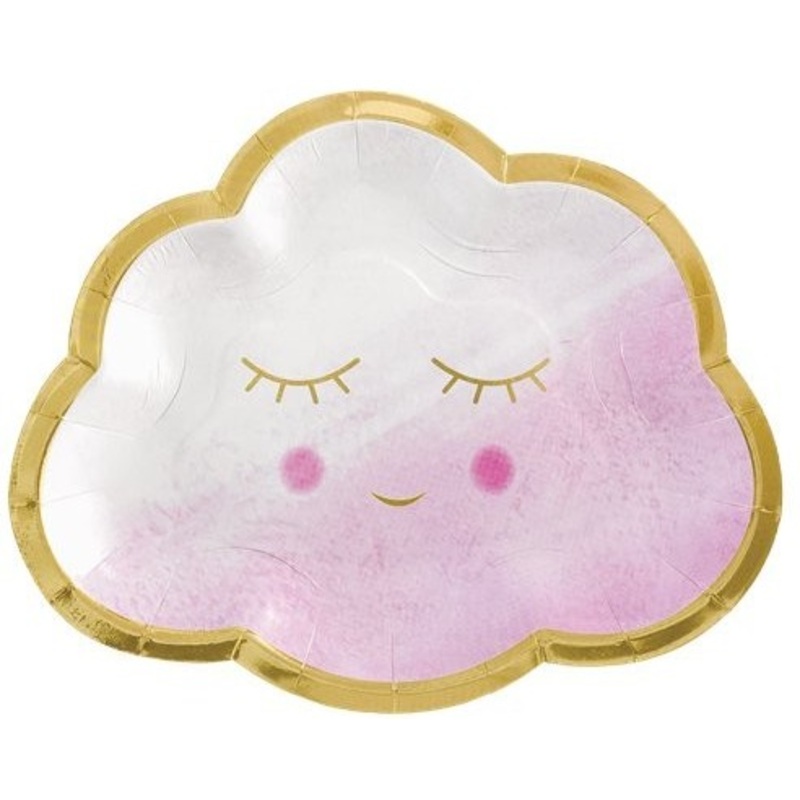 8 little clouds baby shower paper plate 16cm