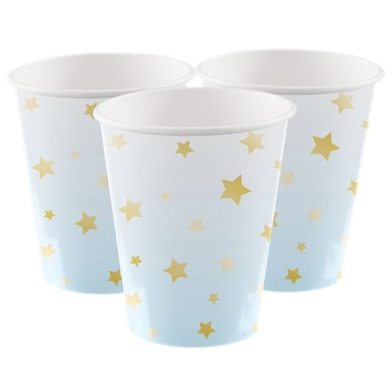 8 Royal First Birthday paper cups blue 250ml