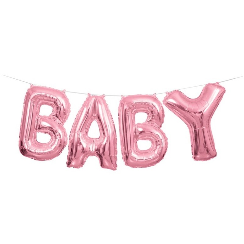 Baby Girl Ella Foil Balloon Garland Pink