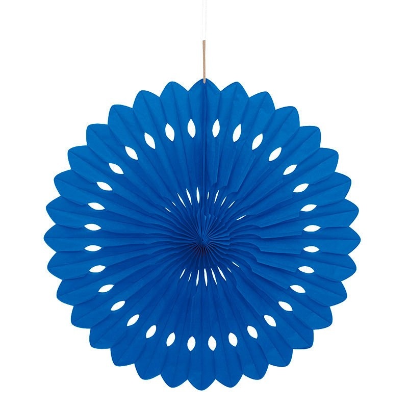 Decorative fan flower royal blue 40cm