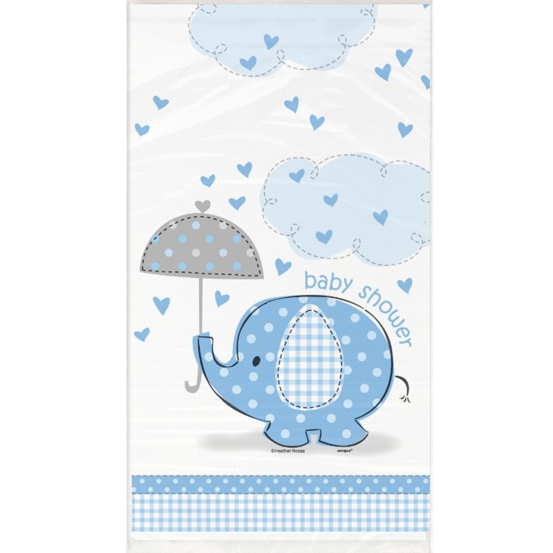 Elephant Baby Party Tablecloth Azure Blue 137 x 274cm