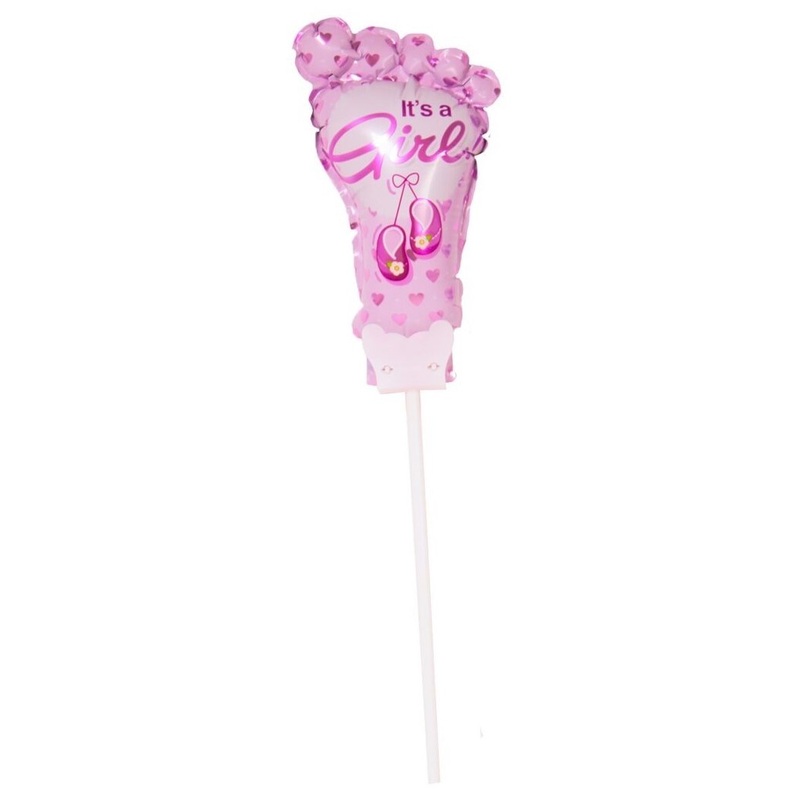 Foil balloon foot Its a Girl pink
