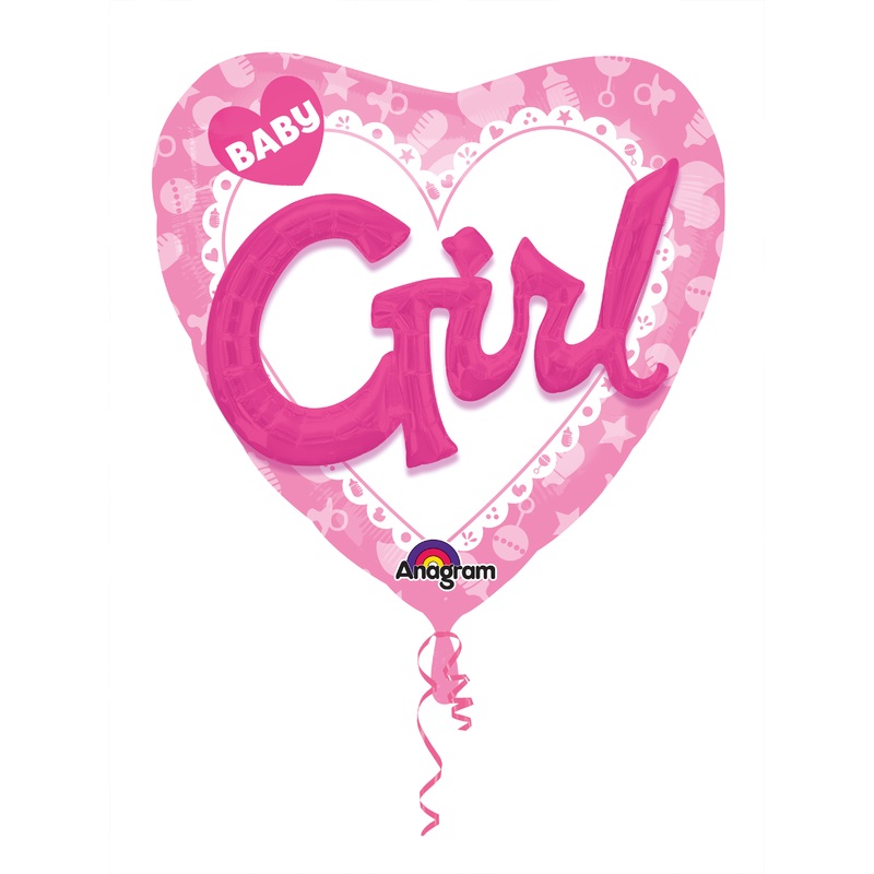 Heart balloon Baby Girl 3D