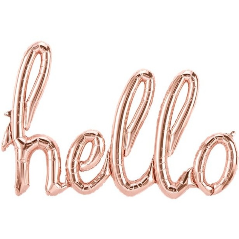 Hello Lettering Foil Balloon Rose Gold 79cm x 51cm