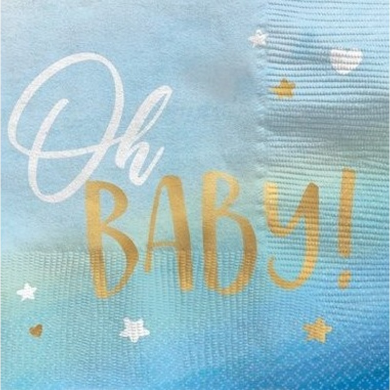 Oh baby napkin blue