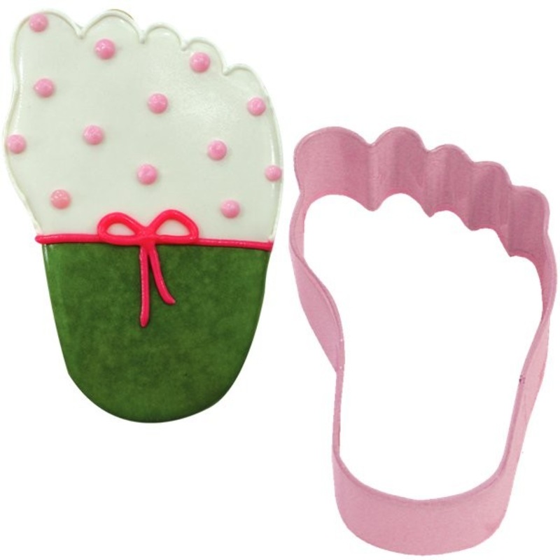 Pink baby foot cookie cutter