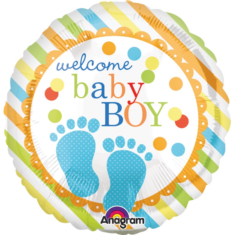 Striped Welcome Baby Boy balloon