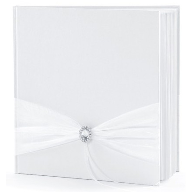 White guest book with jewel 20.5cm