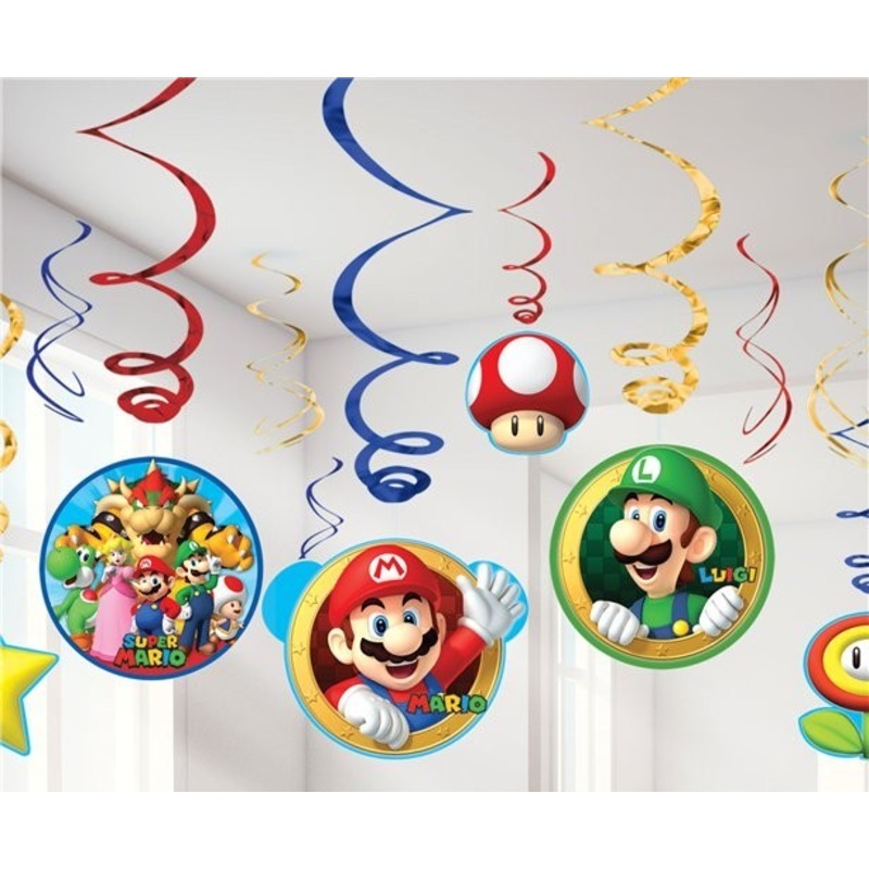 12 Super Mario World spiral hangers 61cm