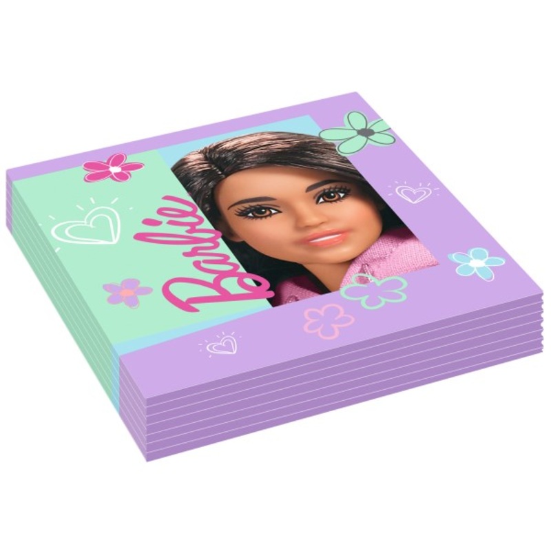 16 Welcome Barbie napkins 33cm