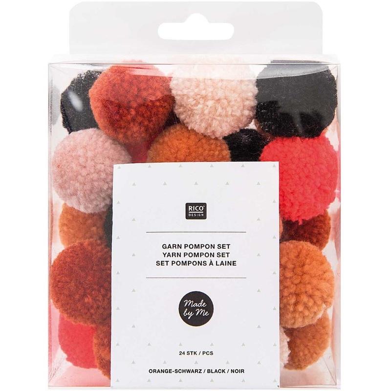 24 PomPon balls orange-black