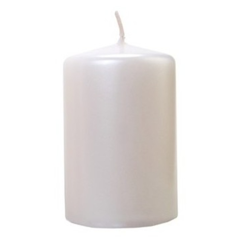 6 pillar candles Rio pearl white 10cm