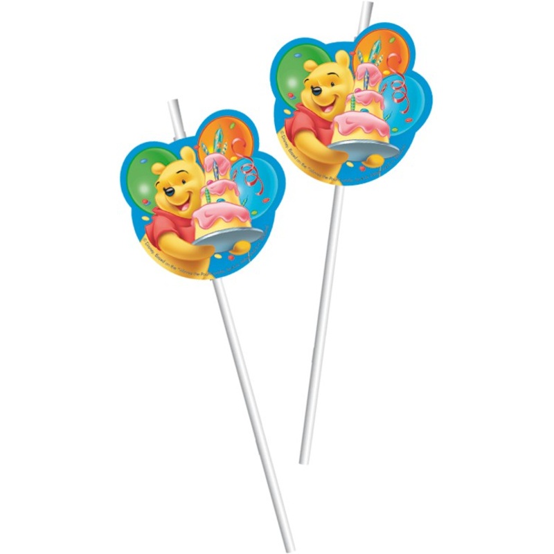 6 Winnie the Pooh Birthday Flexi Straws
