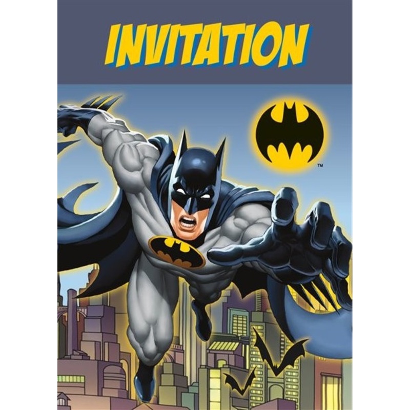8 Batman Hero invitation cards