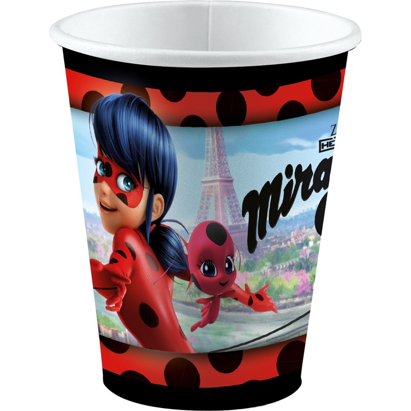 8 Miraculous Ladybug paper cups 250ml