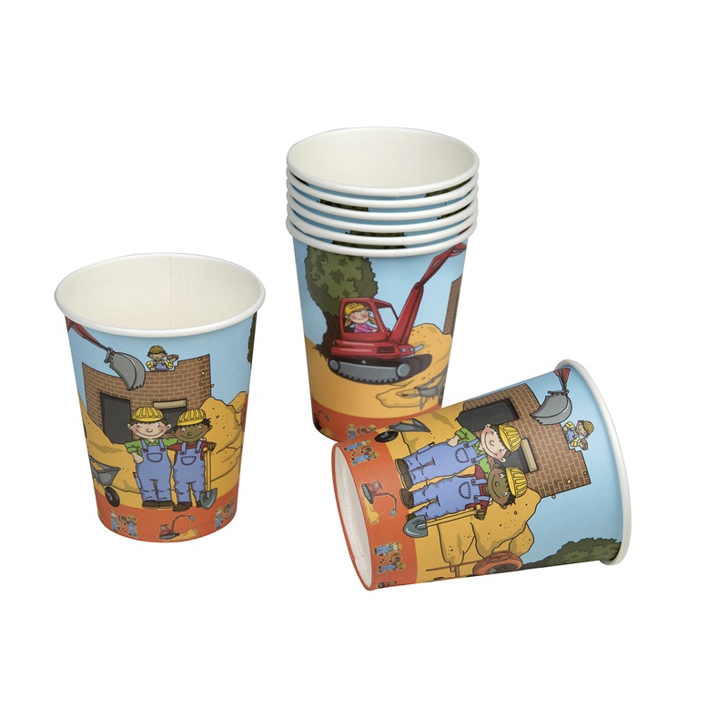 8 paper cups construction site children's birthday 200ml