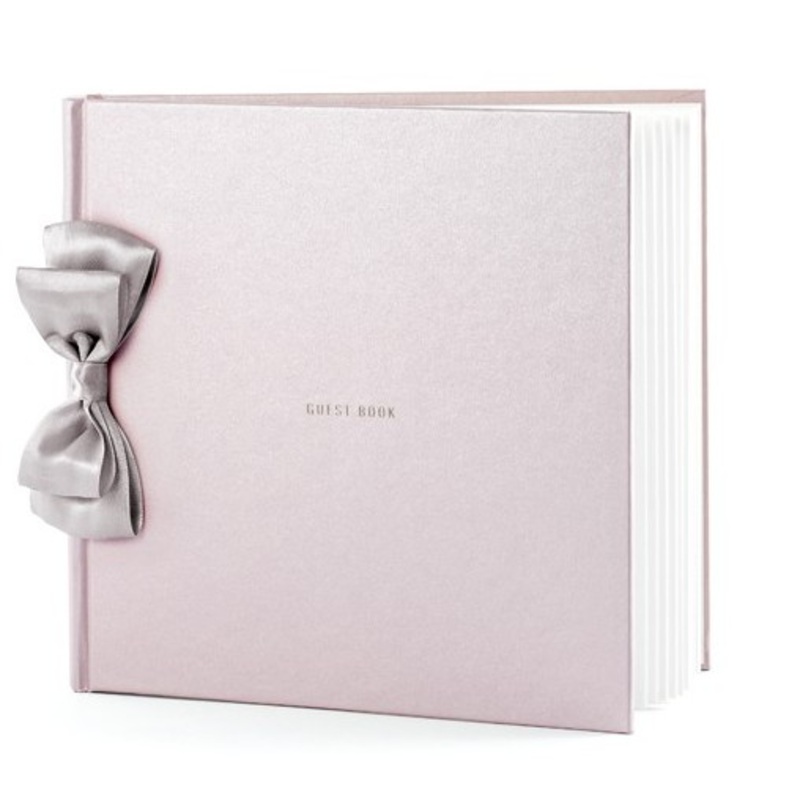 Guest book with ros bow 20.5 x 20.5cm