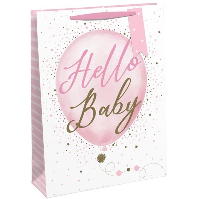 Pink Hello Baby gift bag