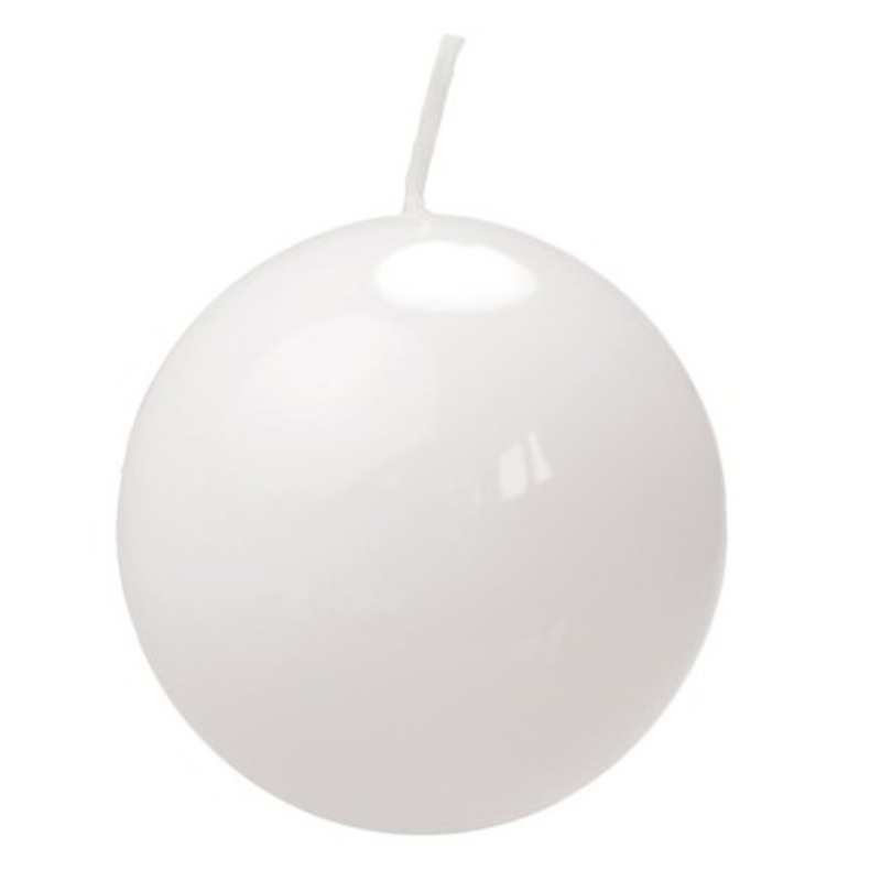 10 lacquer ball candles Torino white 6cm